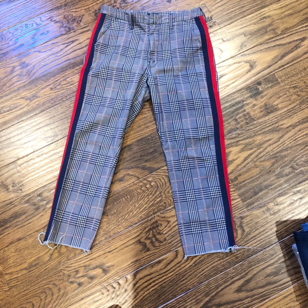 MOTHER the shaker prep high waist crop plaid pants